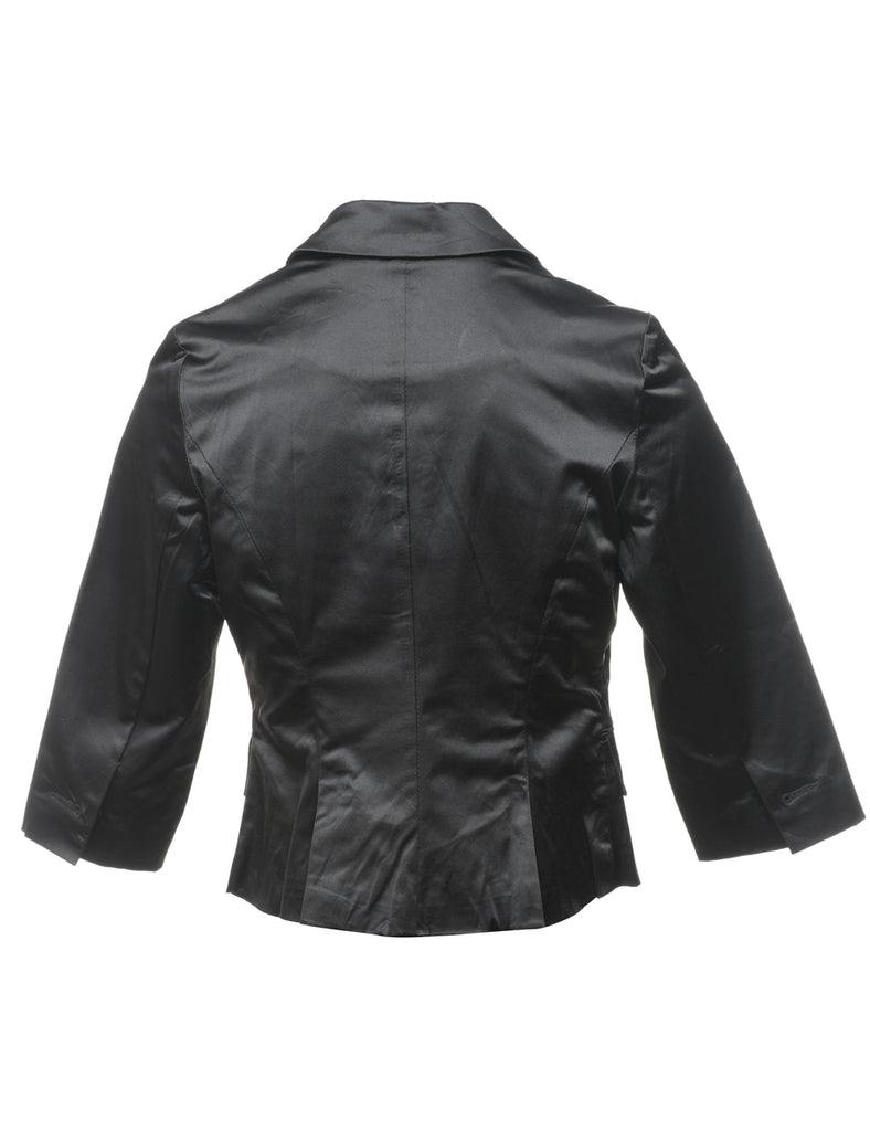 Button Front Black Blazer - M