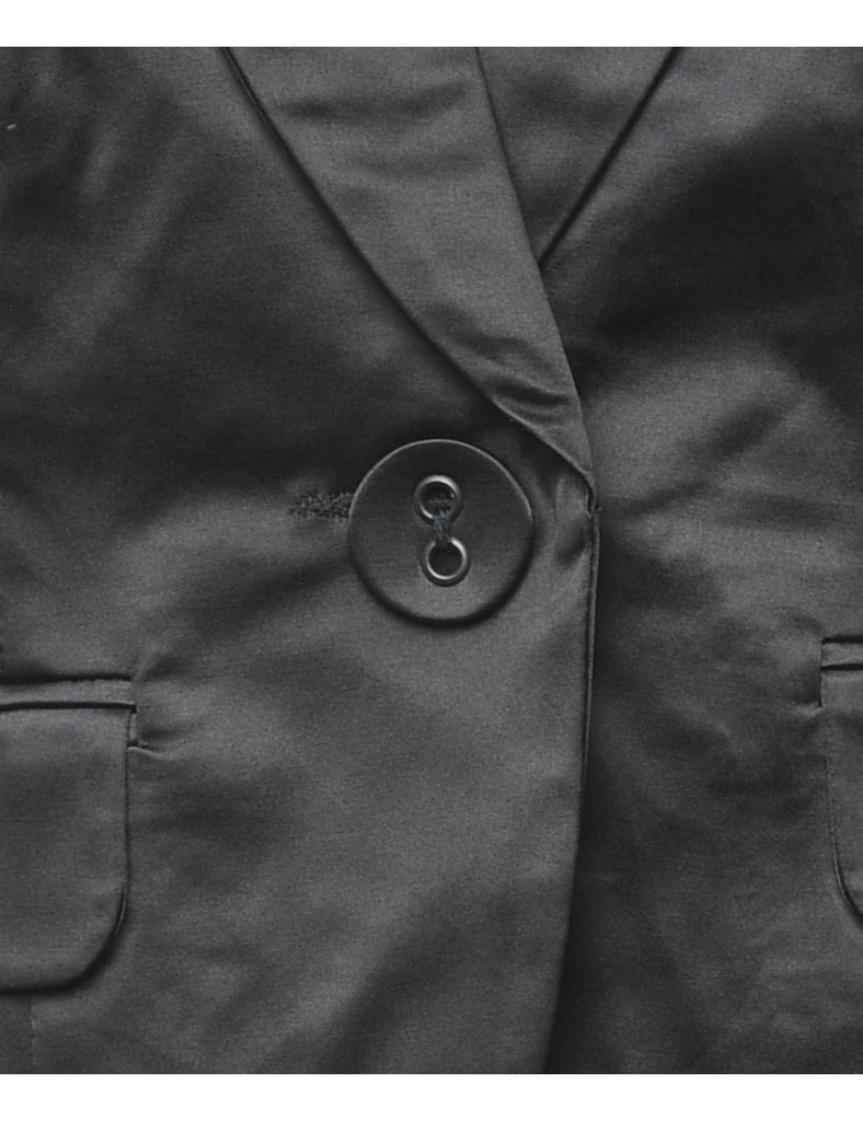 Button Front Black Blazer - M