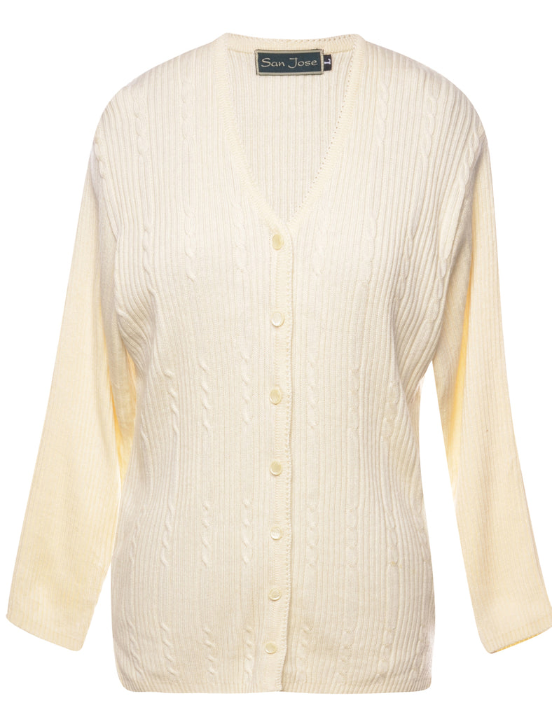 Button Front Cream Cardigan - L