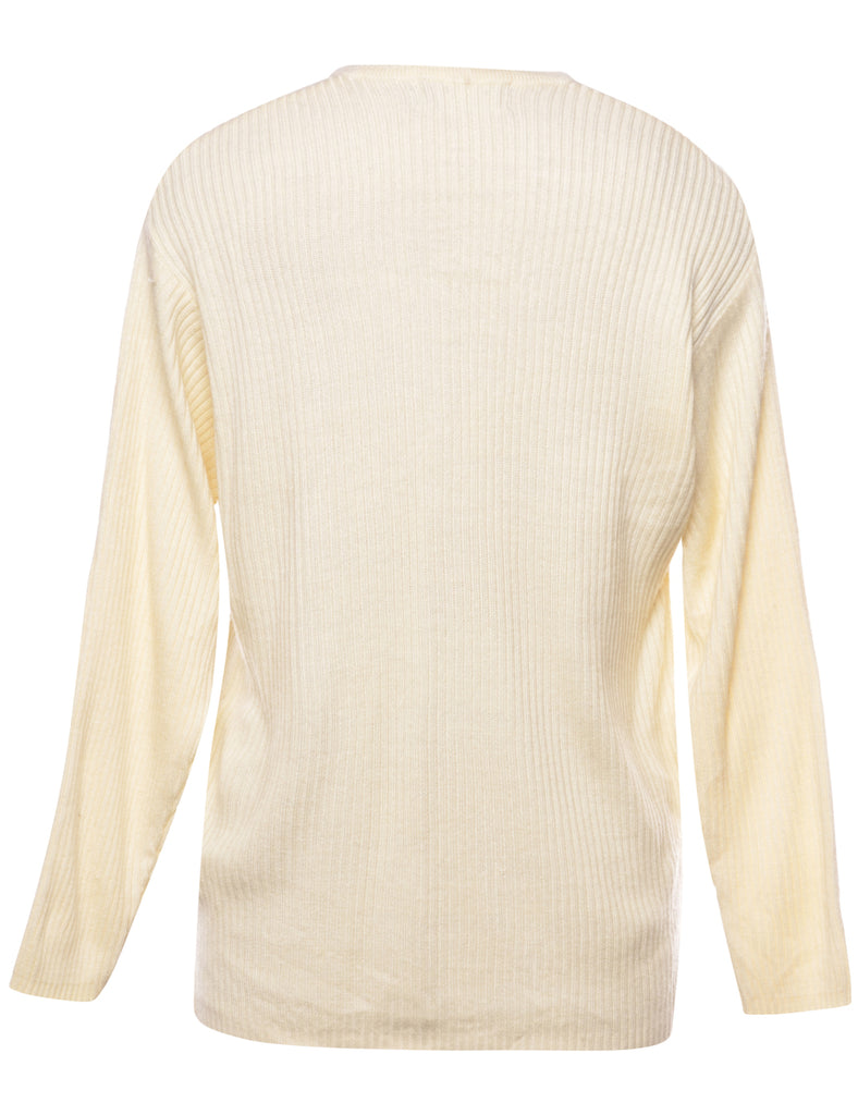 Button Front Cream Cardigan - L