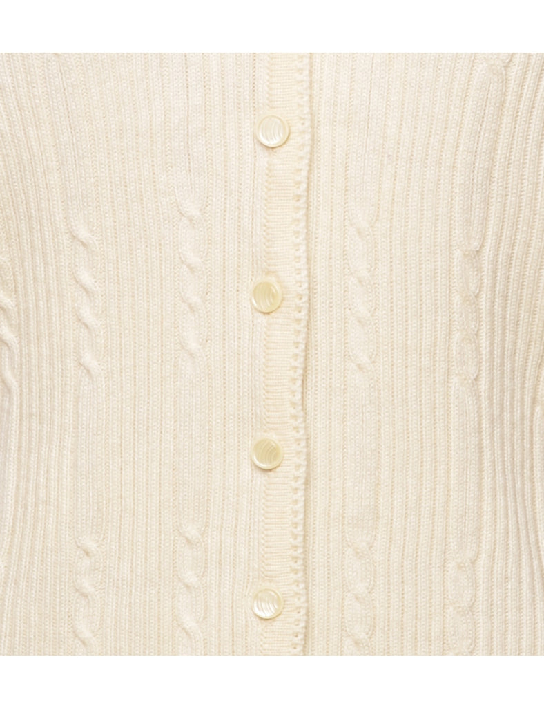 Button Front Cream Cardigan - L