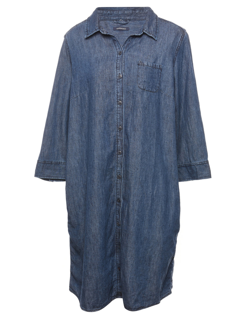 Button Front Denim Dress - L