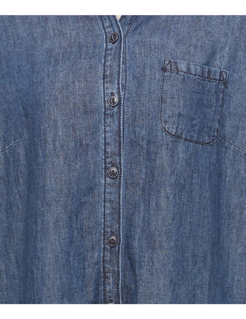 Button Front Denim Dress - L