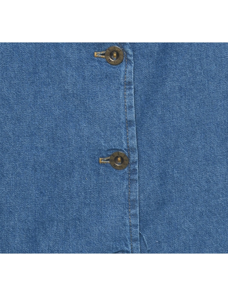Button Front Denim Jacket Vest - M