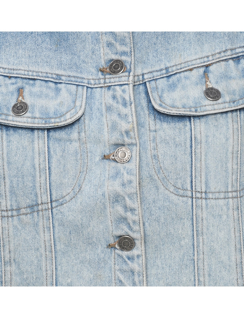 Button Front Denim Jacket Vest - L