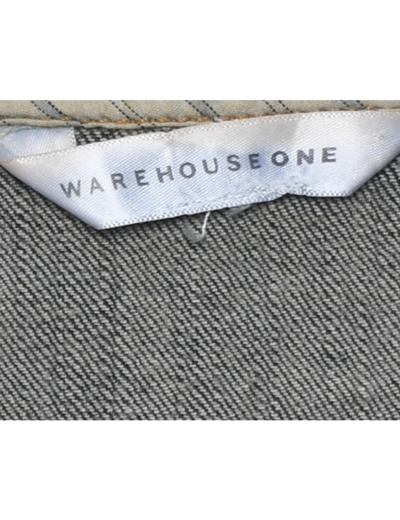 Button Front Denim Jacket Vest - L