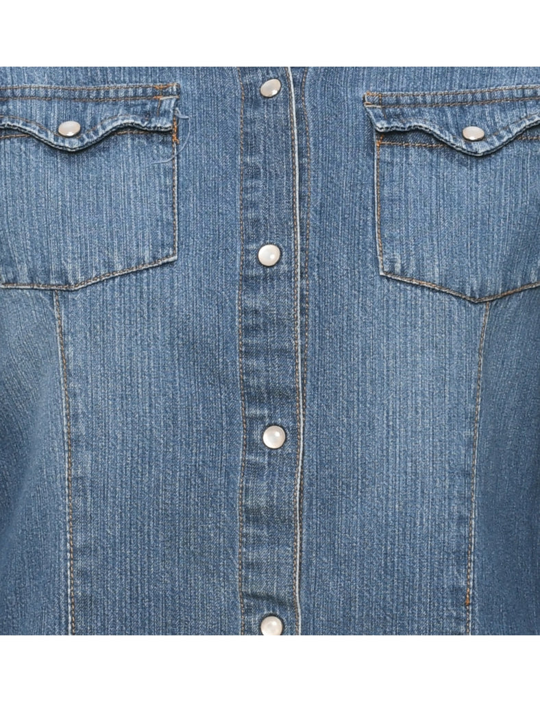Button Front Denim Shirt - M
