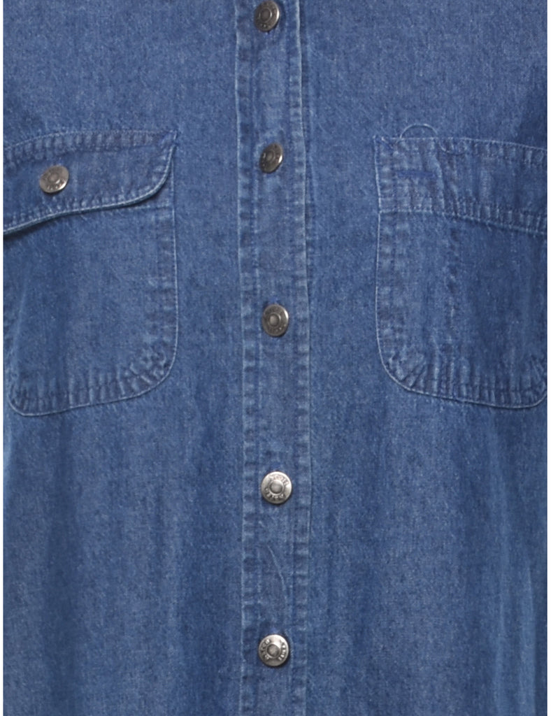 Button Front Denim Shirt Dress - M