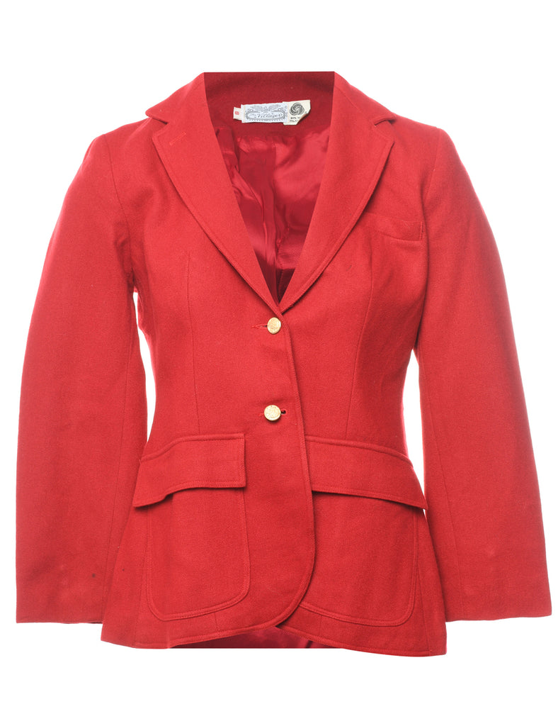 Button Front Red Blazer - S