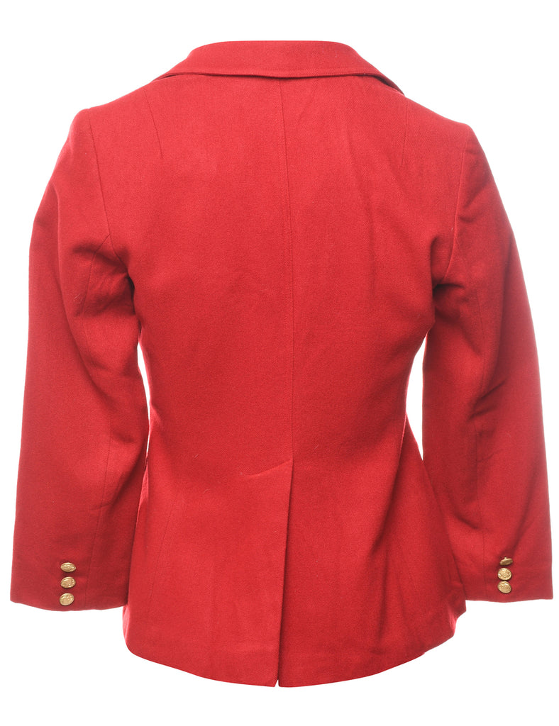 Button Front Red Blazer - S