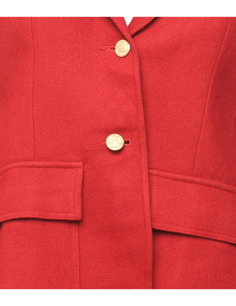 Button Front Red Blazer - S