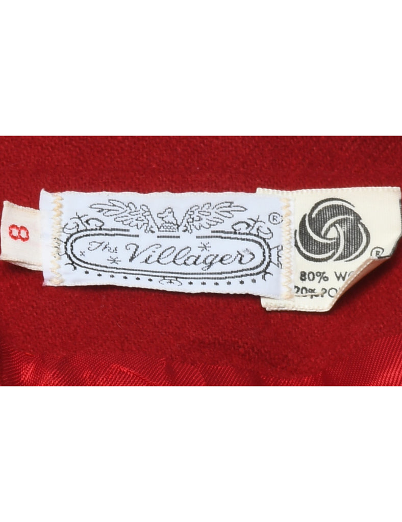 Button Front Red Blazer - S