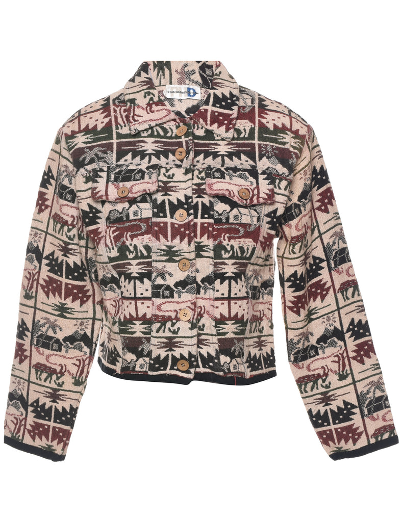 Button Front Tapestry Jacket - M