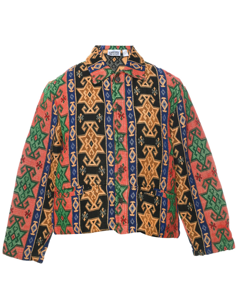 Button Front Tapestry Jacket - M
