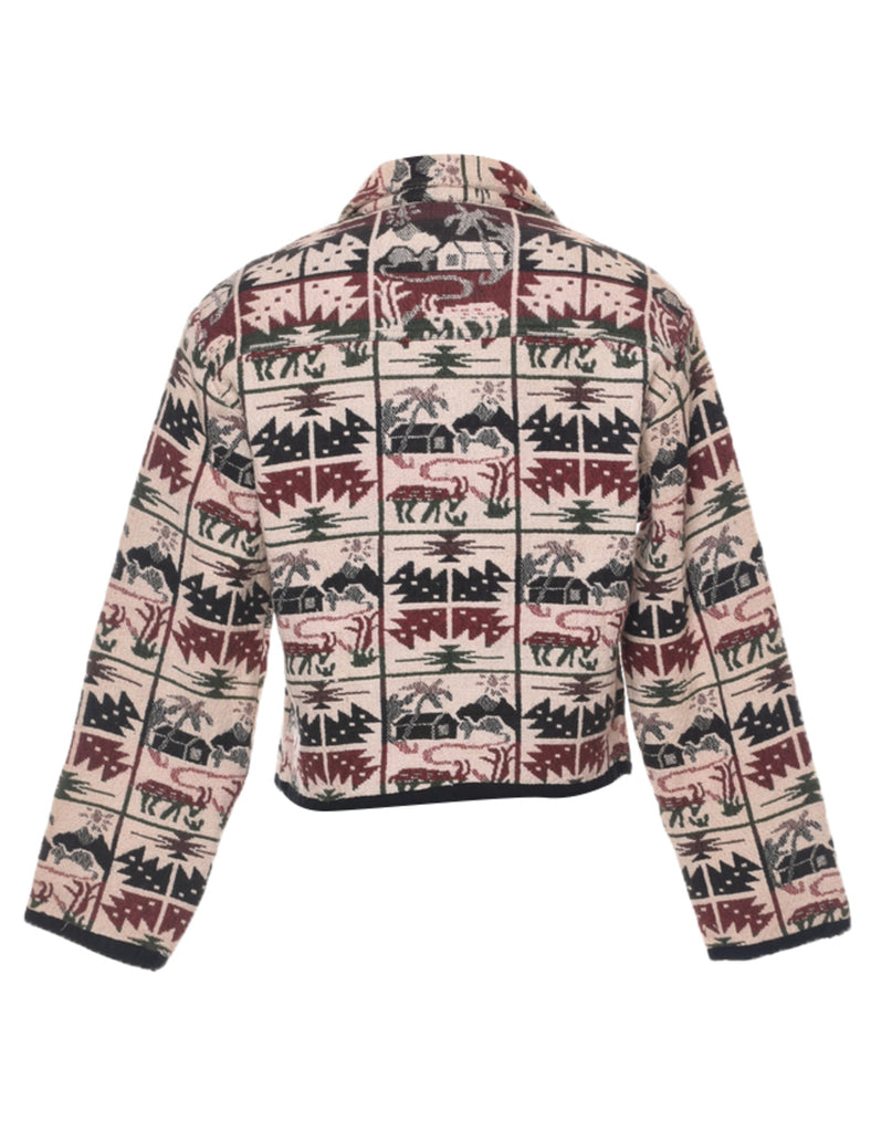 Button Front Tapestry Jacket - M