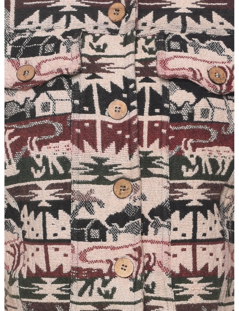 Button Front Tapestry Jacket - M