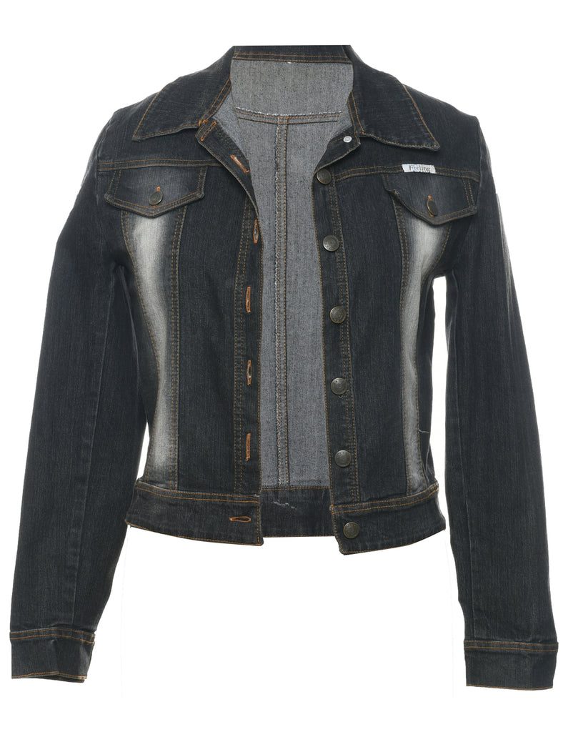 Button Front Y2K Denim Jacket - S