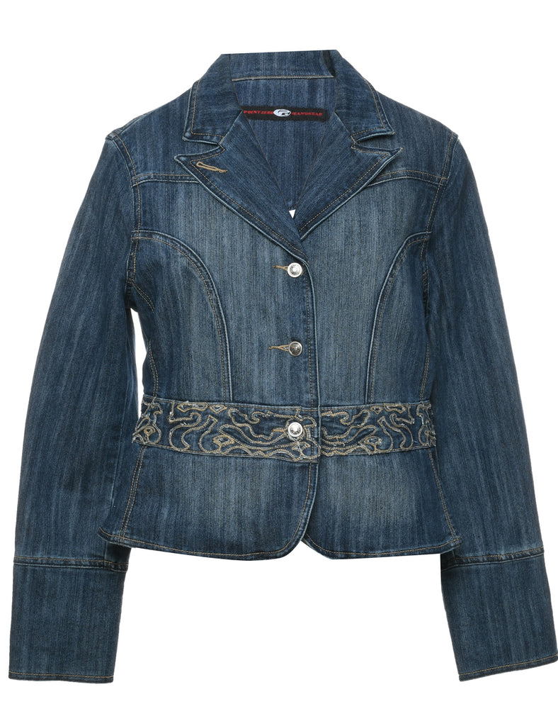 Button Front Y2K Denim Jacket - M