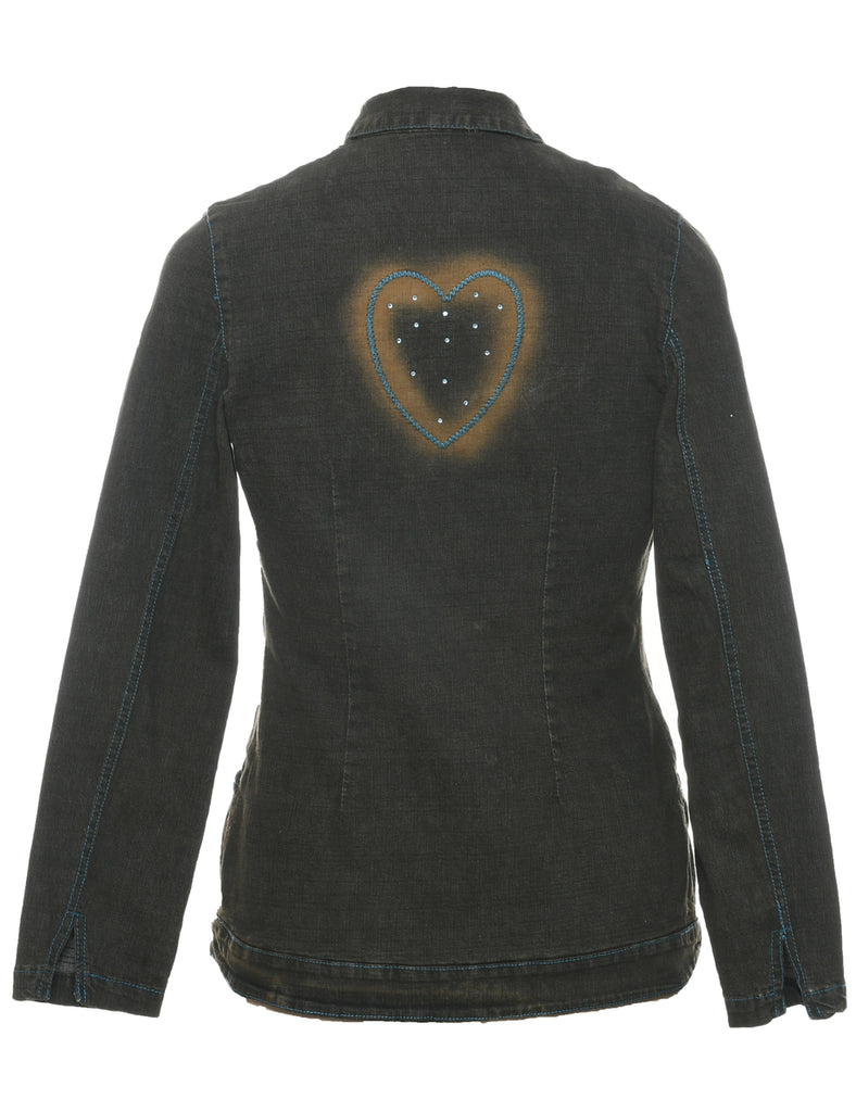 Button Front Y2K Denim Jacket - M