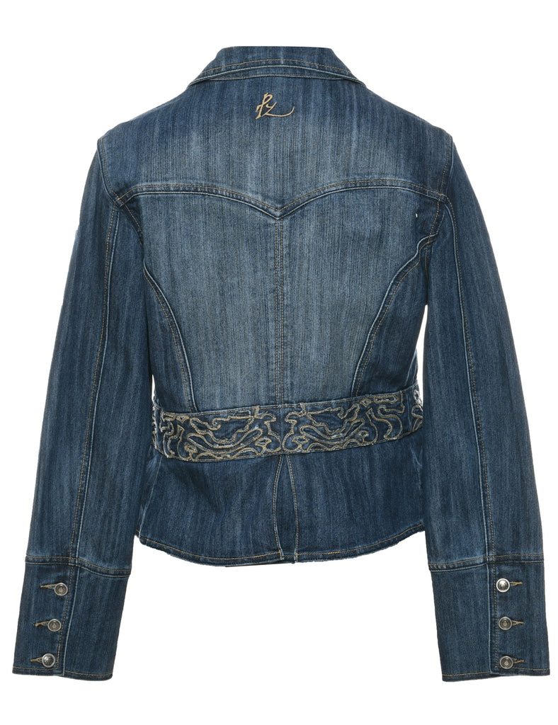 Button Front Y2K Denim Jacket - M