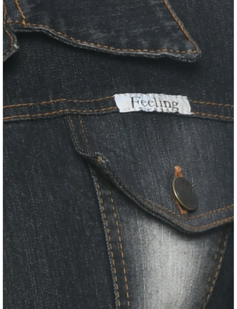 Button Front Y2K Denim Jacket - S
