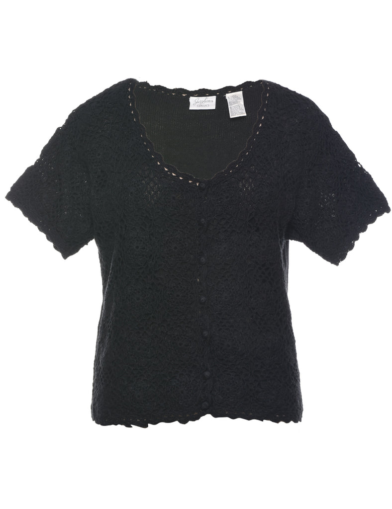 Button Through Crochet Jumper - L