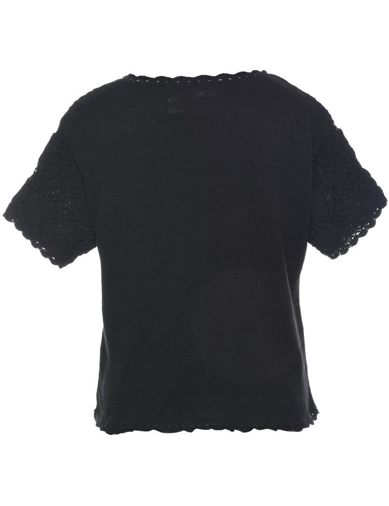 Button Through Crochet Jumper - L