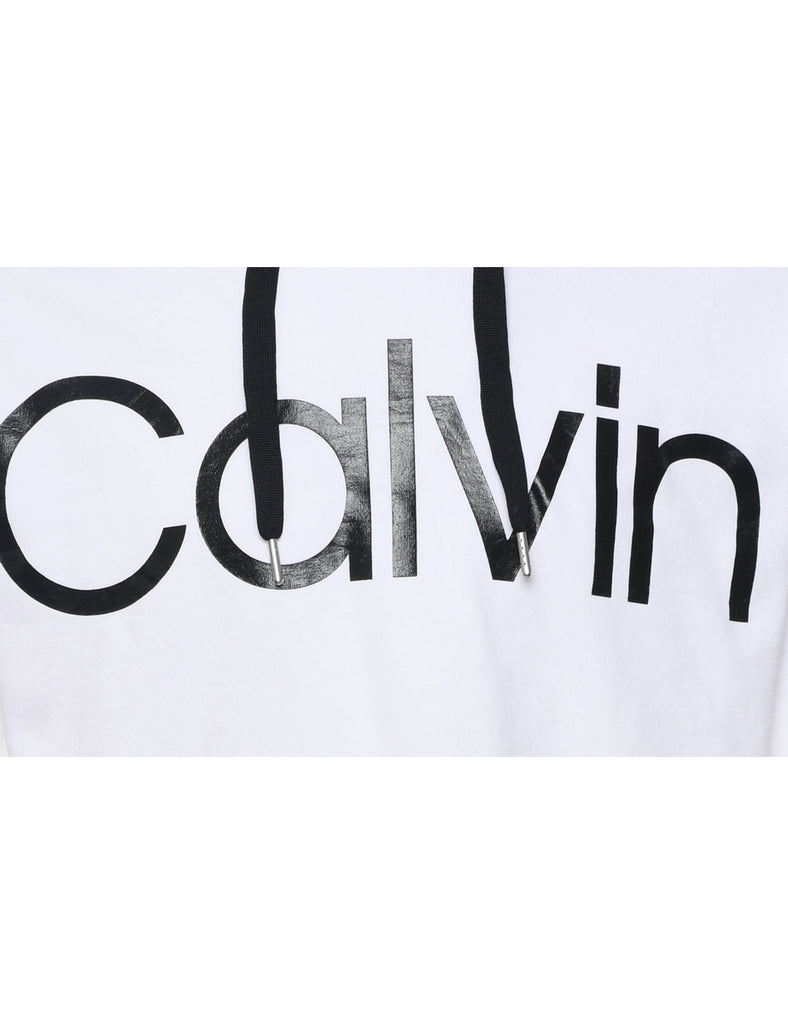 Calvin Klein White Cropped Hoodie - M