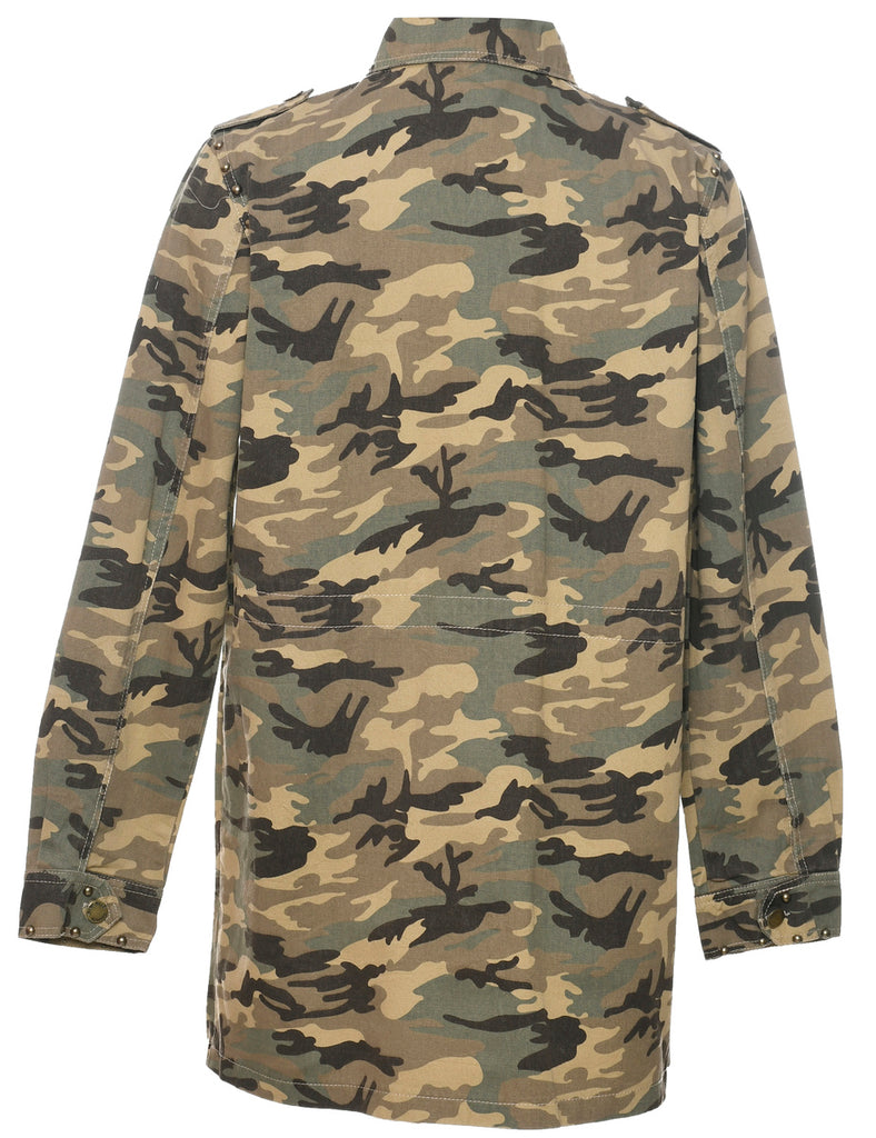 Camouflage Print Military Jacket - L