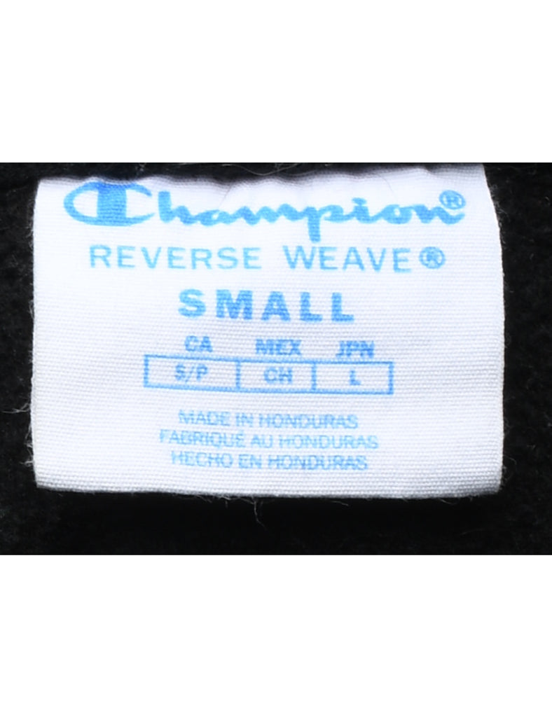 Champion Hooded Black Reverse Weave Sweatshirt - S