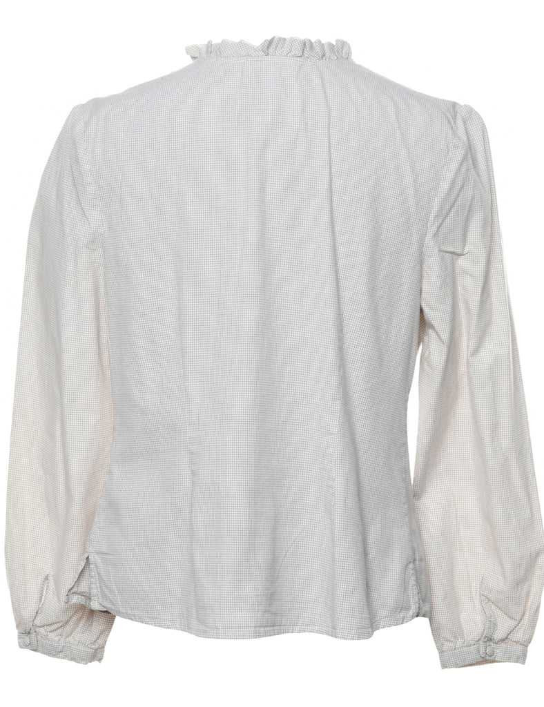 Checked Beige Blouse - M