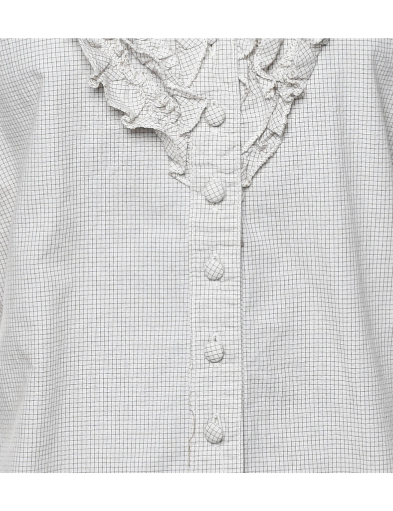 Checked Beige Blouse - M