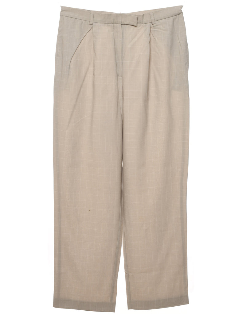 Checked Beige & White Casual Trousers - W31 L28