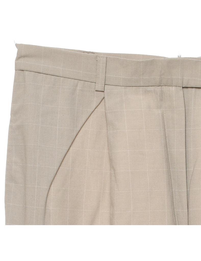 Checked Beige & White Casual Trousers - W31 L28