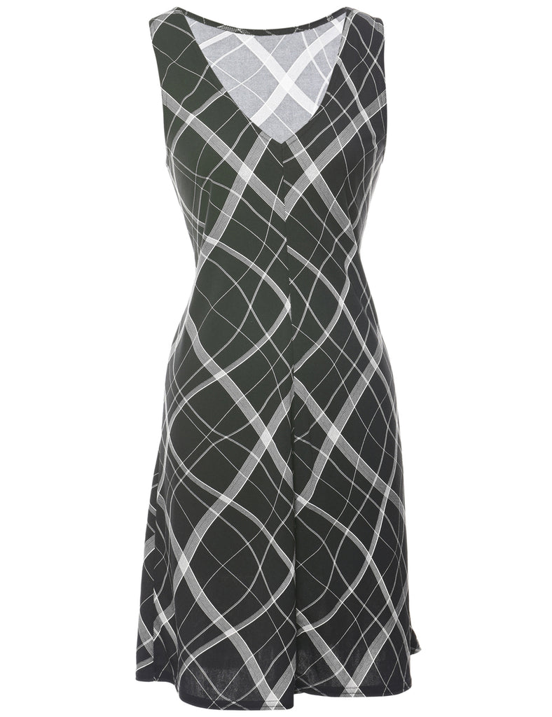 Checked Black Dress - M