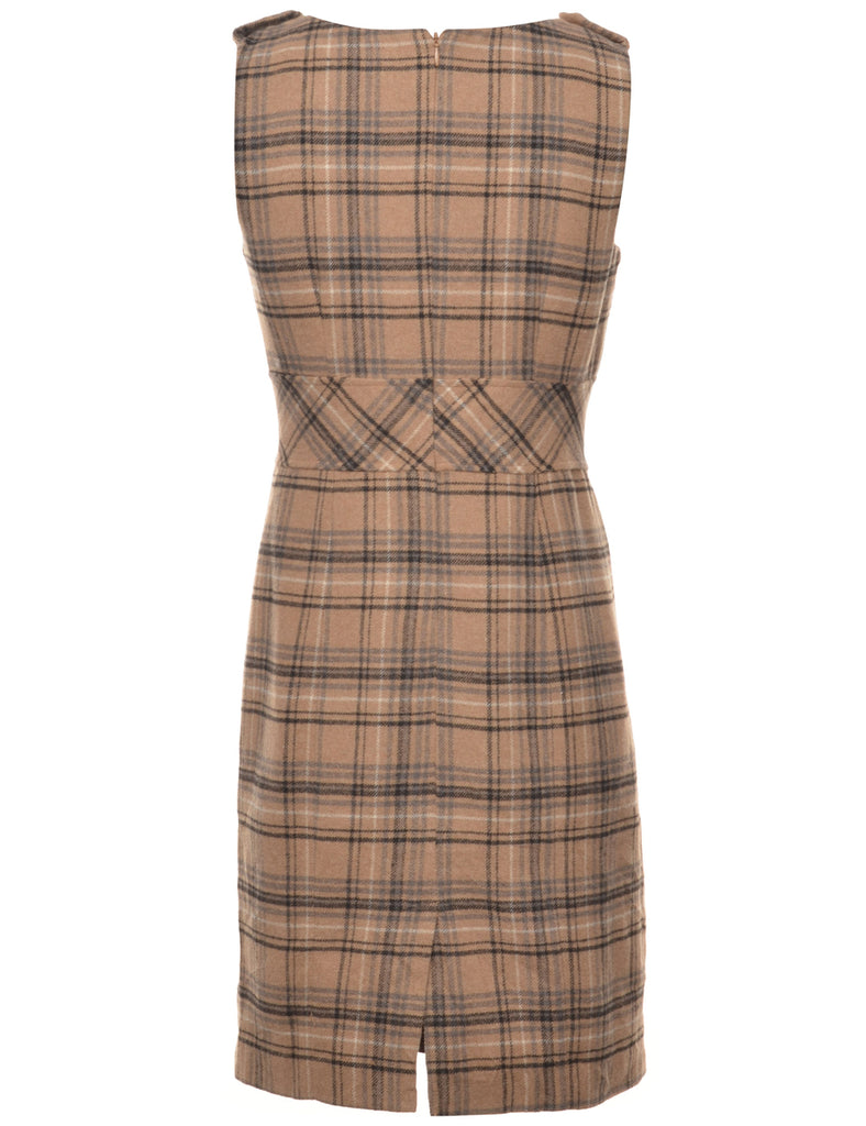 Checked Brown Dress - M