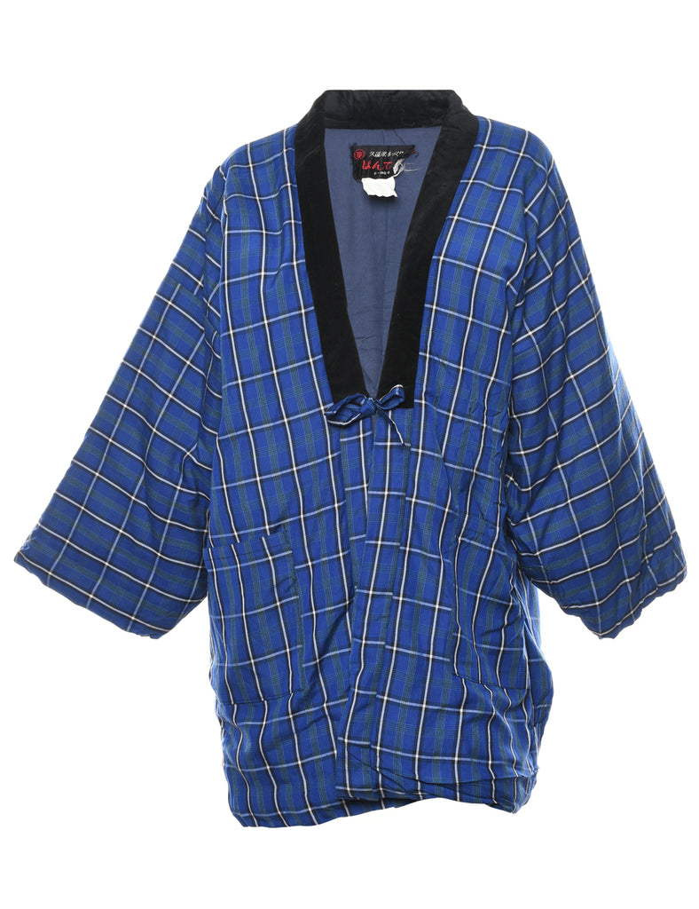 Checked Cropped Kimono - L