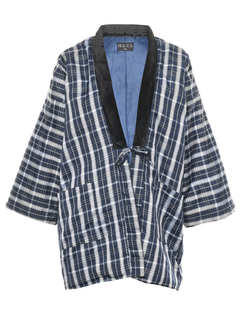Checked Cropped Kimono - L