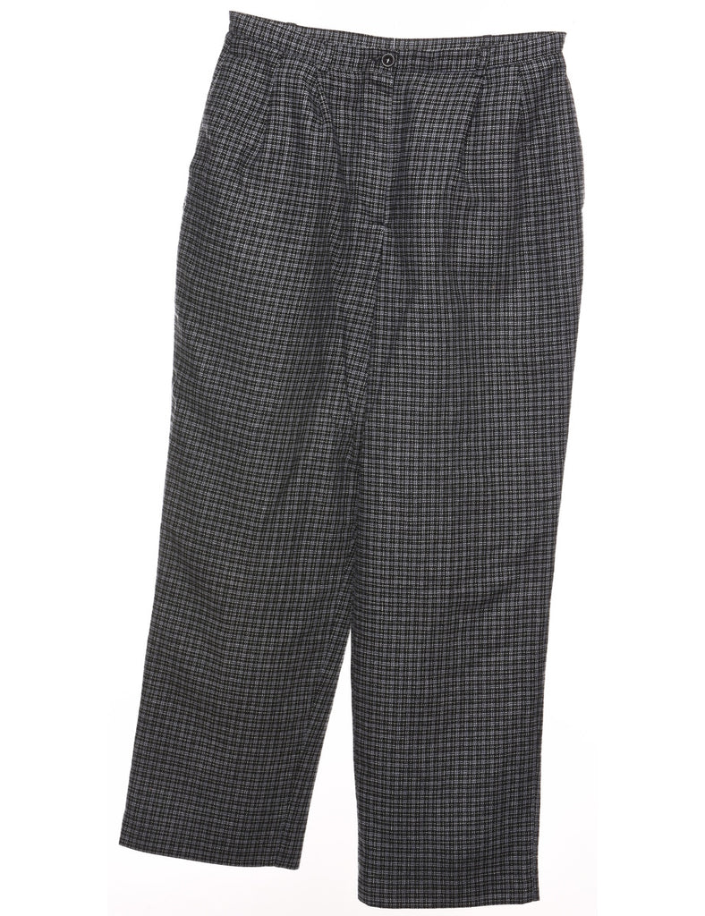 Checked Dark Grey 1990s Trousers - W30 L28