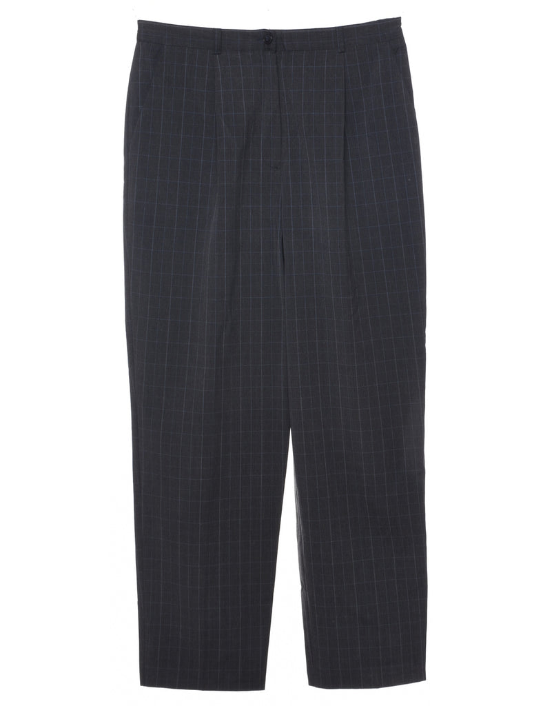 Checked Dark Grey Trousers - W32 L30