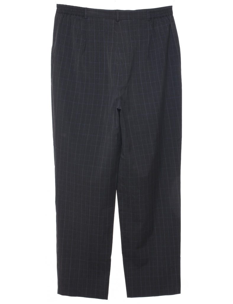 Checked Dark Grey Trousers - W32 L30