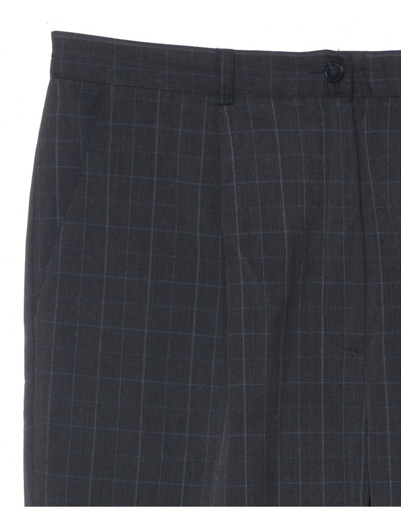 Checked Dark Grey Trousers - W32 L30