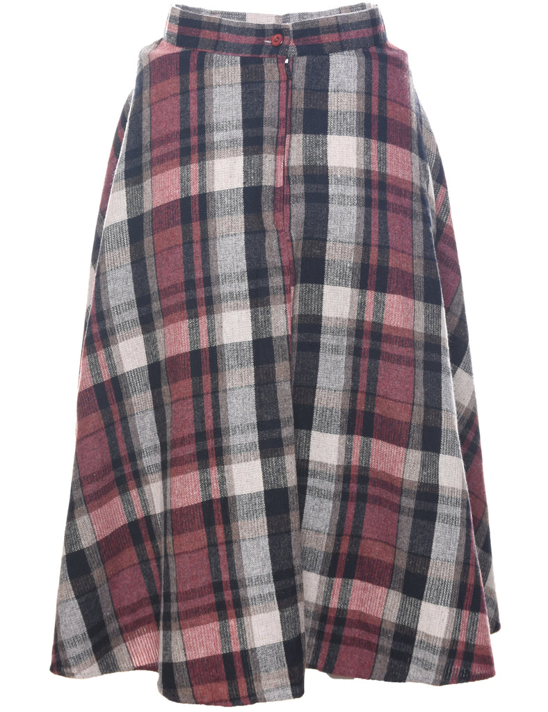 Checked Flared Skirt - S