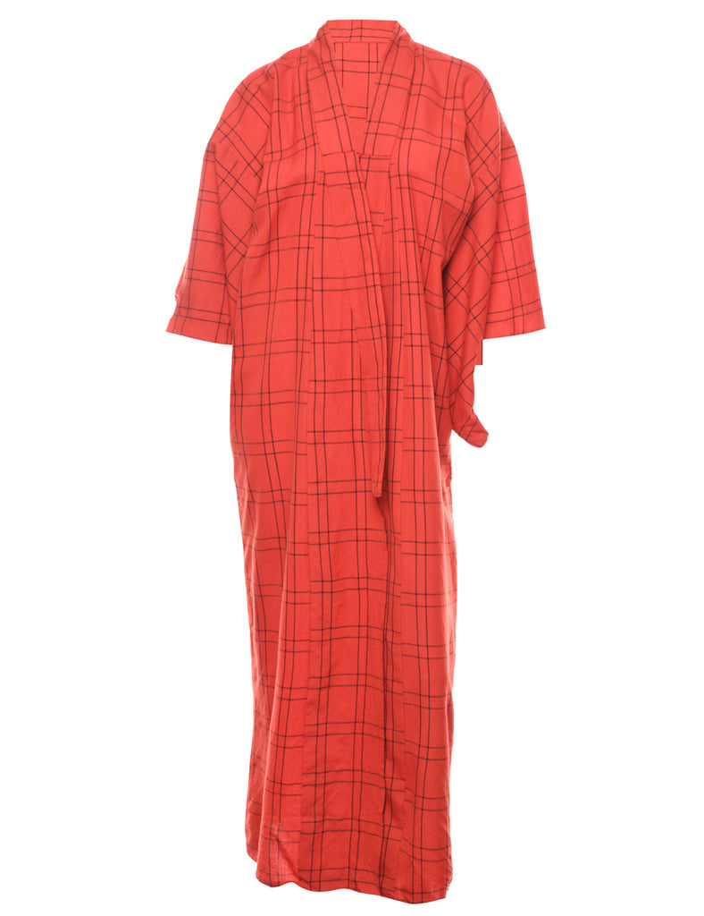 Checked Full Length Kimono - L