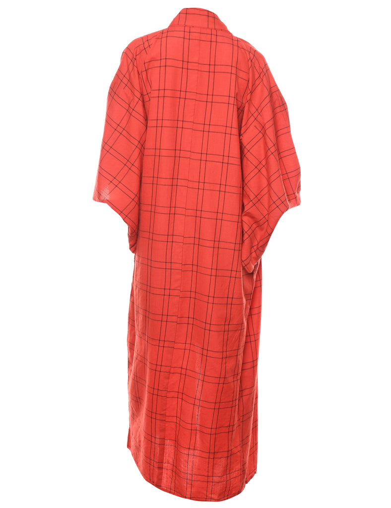 Checked Full Length Kimono - L
