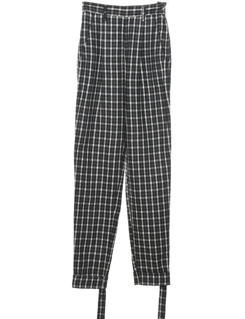 Checked Grey & White Tapered Trousers - W24 L30