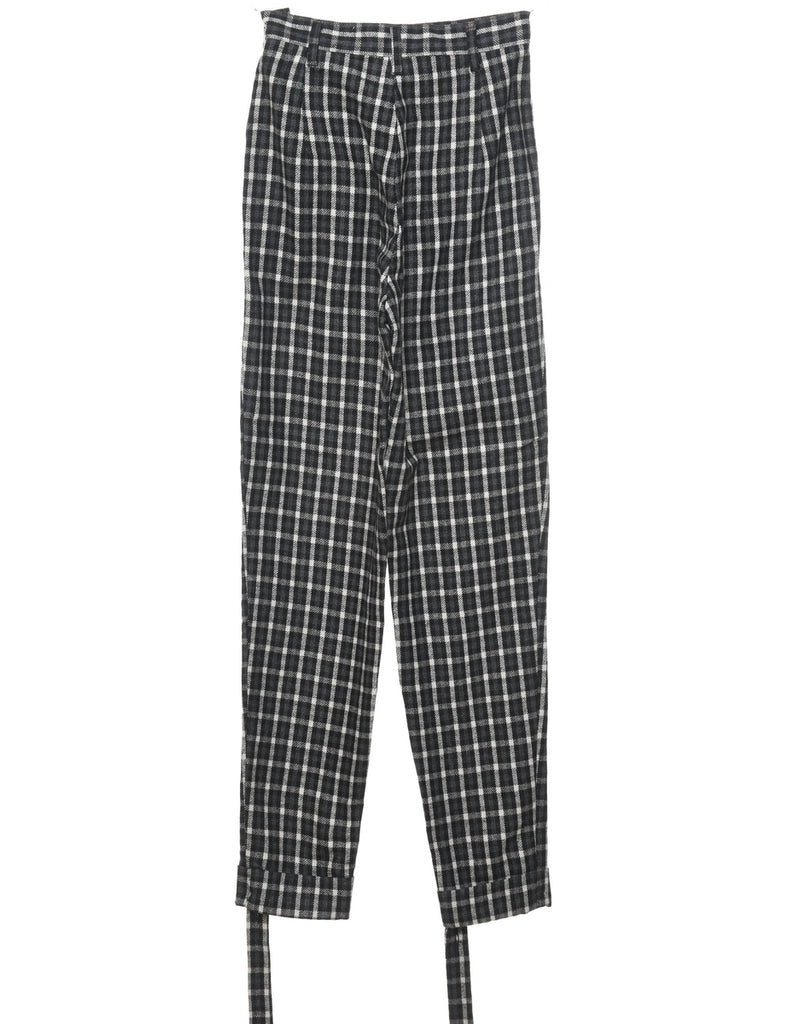 Checked Grey & White Tapered Trousers - W24 L30