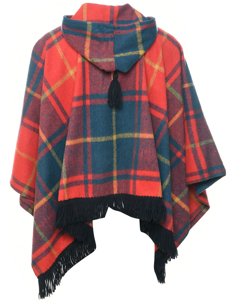 Checked Hooded Cape - M