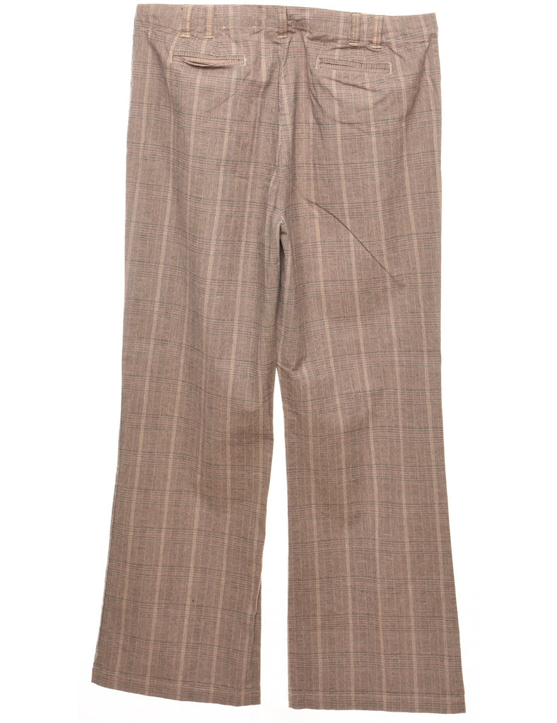 Checked Light Brown Trousers - W34 L30