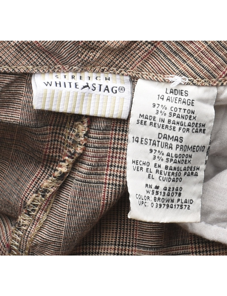 Checked Light Brown Trousers - W34 L30